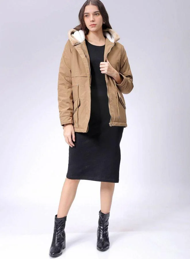 Freehand  Women Regular Fit Solid Hooded Full Sleeves Parka Jacket for Women | Best Price UAE